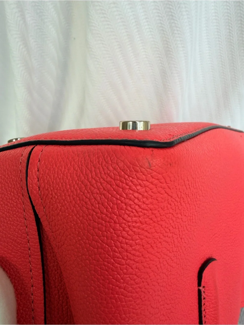 kate spade Margaux Coral Pink Pebbled Leather Satchel with Removable Strap